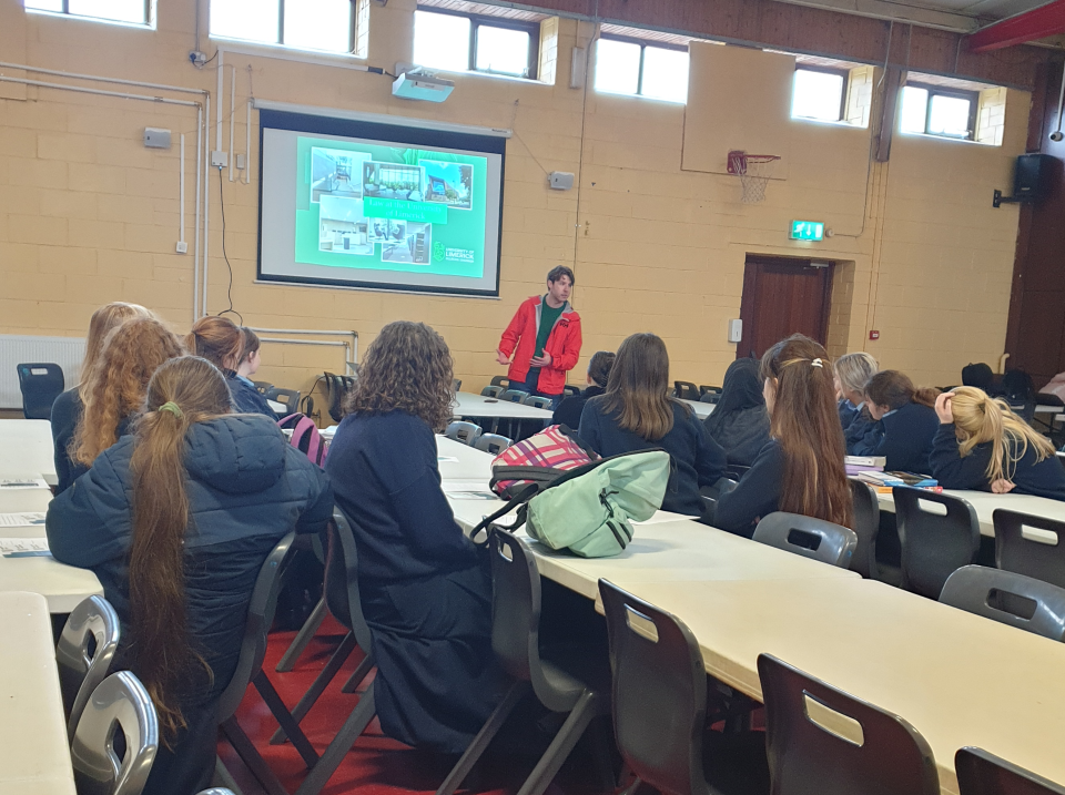 Dr Luke Danagher with Students at ArdScoil Mhuire