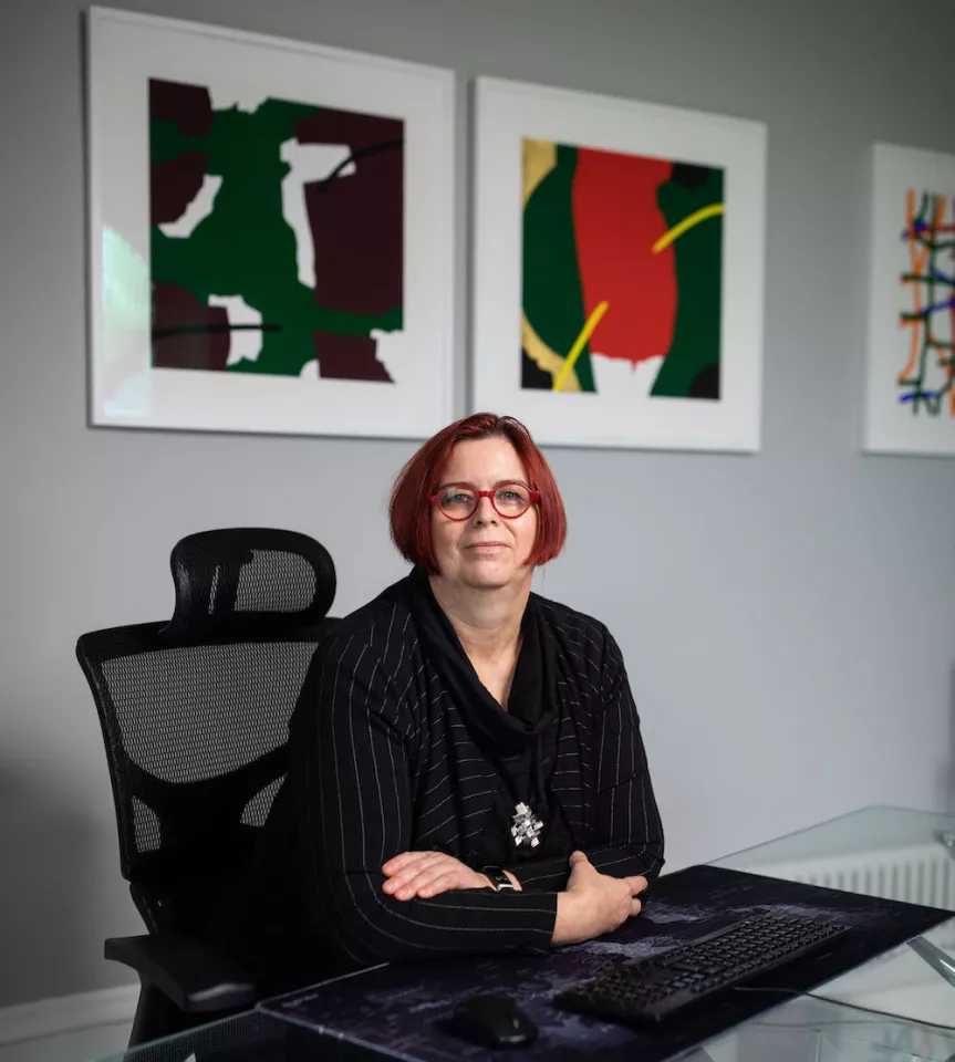 UL President Kerstin Mey sitting at her desk