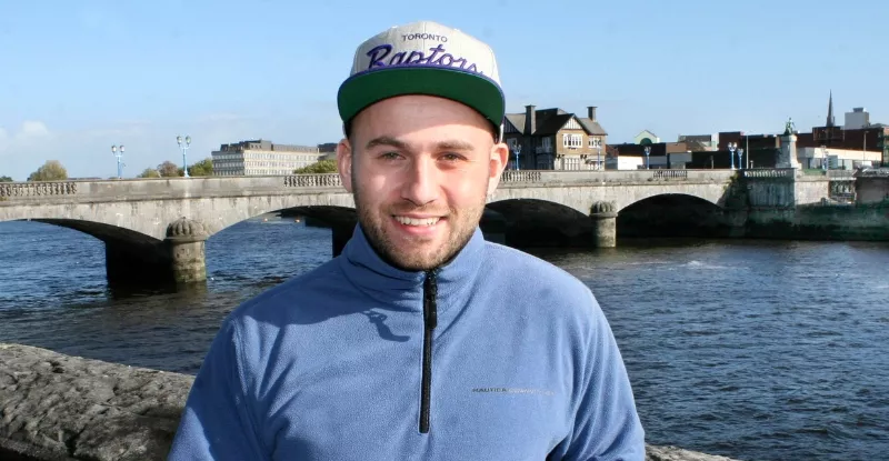 UL graduate Johnny Paradise in front of Sarsfield Bridge, Limerick