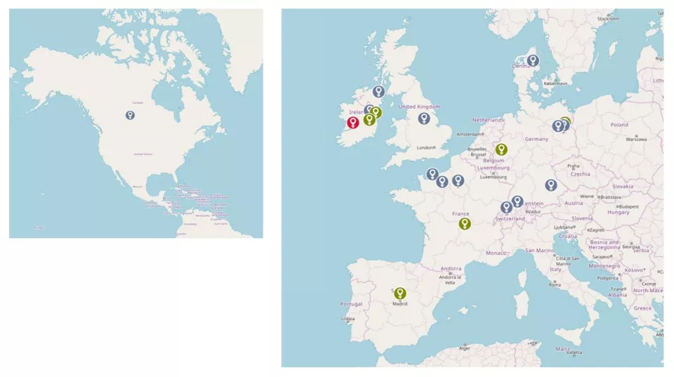 map showing global locations of partners