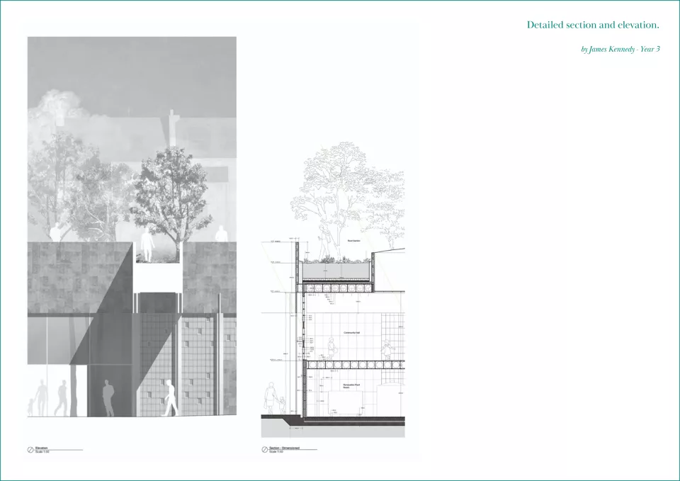 Detailed section and elevation. James Kennedy.